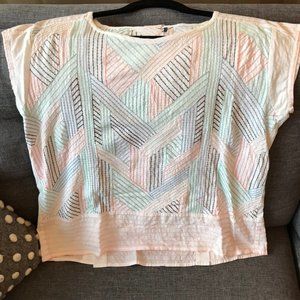 White + color striped light top